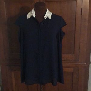 Mustard Seed Cold Shoulder Blouse Studded Collar S